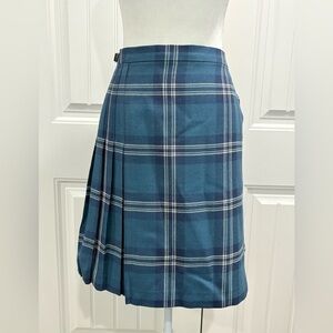 Deans of Scotland Blue Plaid A-Line 100% Wool Skirt Size 8